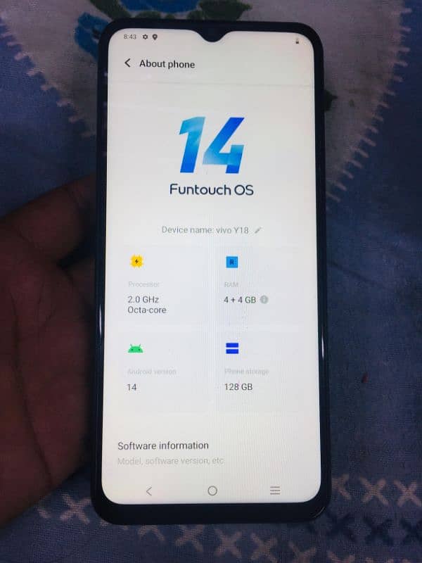 vivo y18 4+4 128 original box sath ha Pta approved ha 1