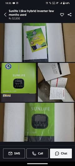 Sunlife Hybrid Solar Inverter PV 2500/ 1500 watt.