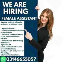 Female Assistant Required || Jobs, Staff Required