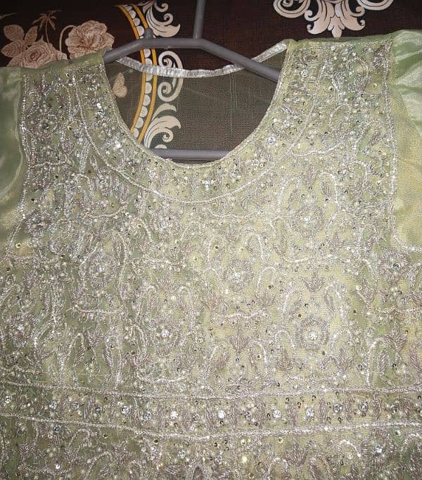 Bridal walima dress full embroidery (Pista color) 2