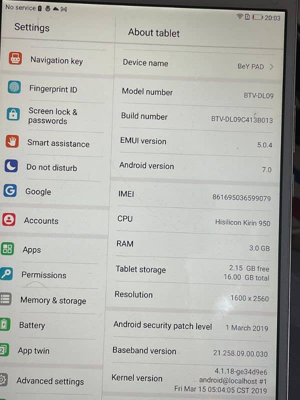 huawei tablet non pta 3gb ram 6hr battery backup on inter net 4