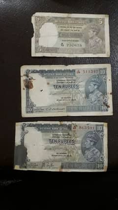 old british indian notes round about 1937