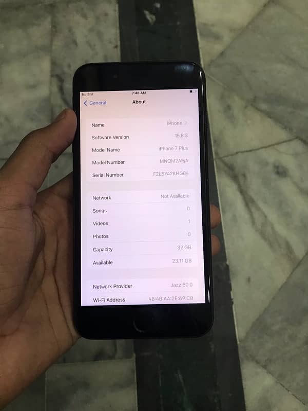 I Phone 7Plus official PTA Approved 32GB Phone Num 03064206549 7