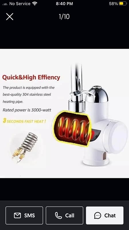 Instant 360° Electric water heater tap for kitchen and Bathroom 2