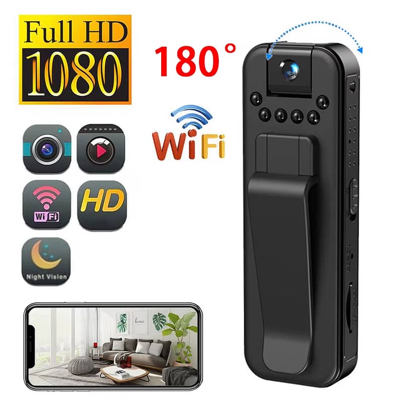 WiFi Pocket Camera 1080p HD Video Audio Recorder IR, Motion Detection 0