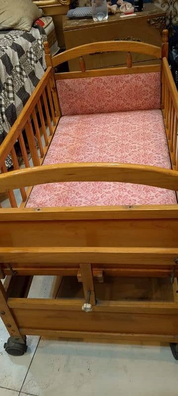 wooden baby cot good condition 1