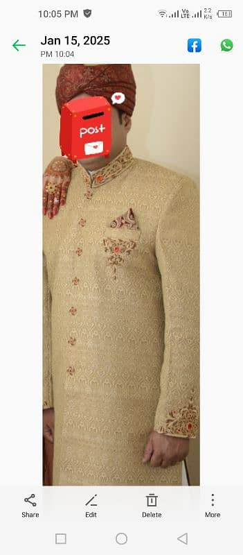 very beautiful dulha shervani ,kulla,khusa total set for sale 2