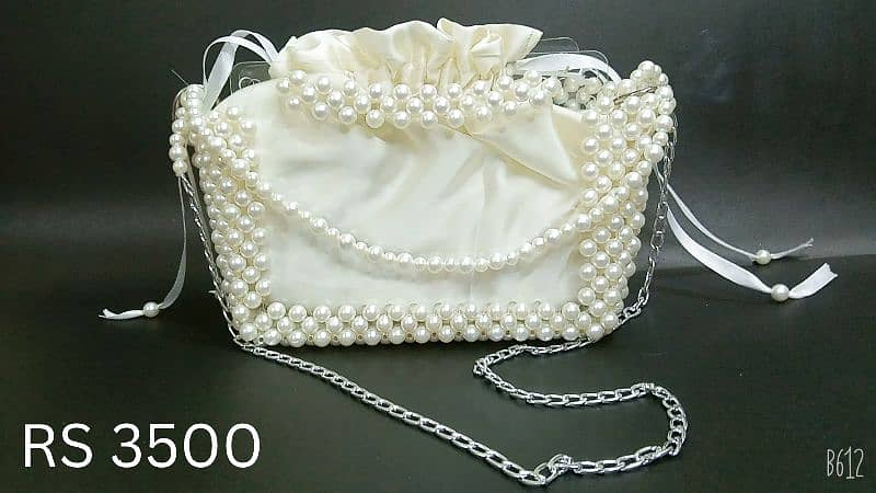 White Beaded hand bag 1