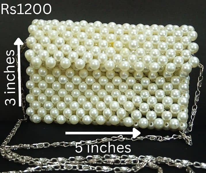 White Beaded hand bag 2