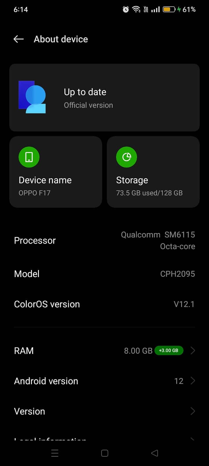 Oppo F17 with box and charger 4