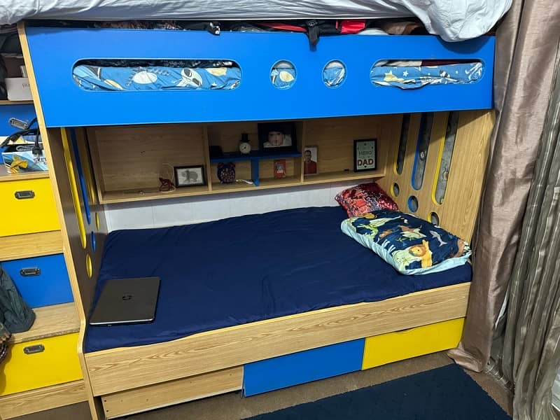 Kids Double Bunker Bed With Mattress and drawers 0