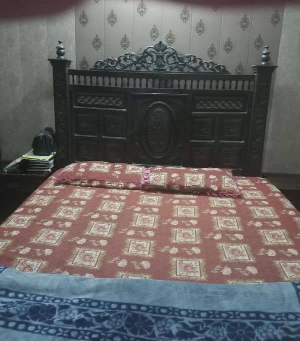 king size solid wood matt finished bedl 0