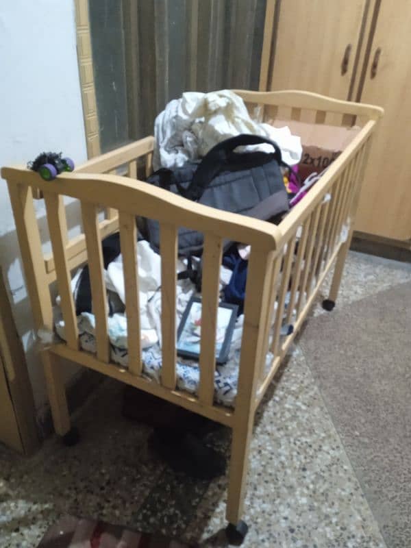 moveable wooden Baby Cart with mattress 0