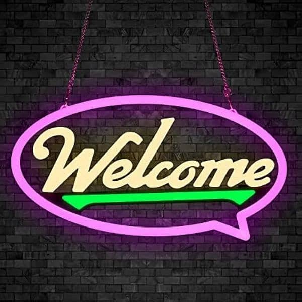 LED Neon Welcome Sign, Open Sign for Business, Powered by USB 1