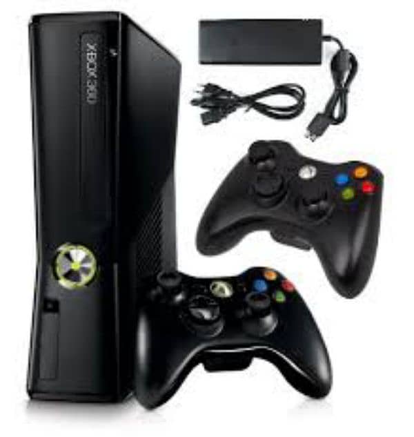 Xbox 360 in good condition with 2 controllers also with box 1