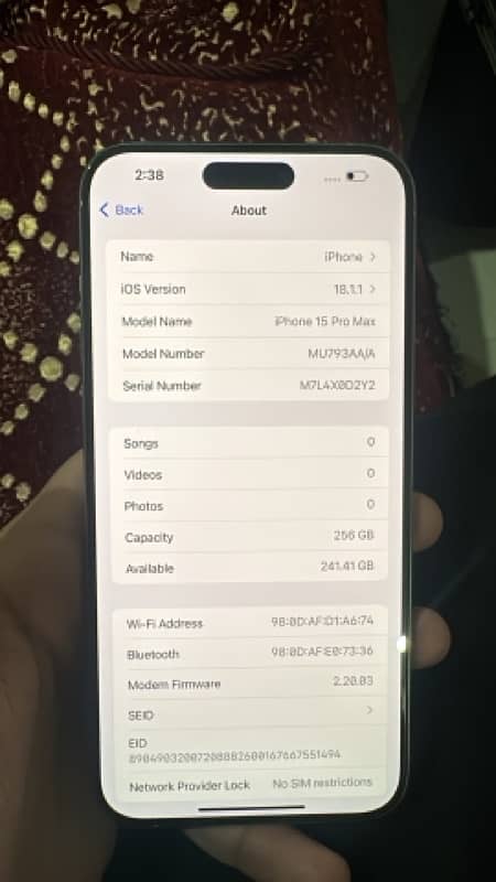 Iphone 15 Pro max PTA Approved 256 GB 4