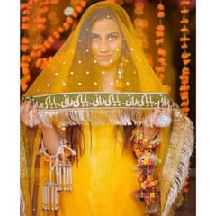 stitched net embroidered nikkah dupatta