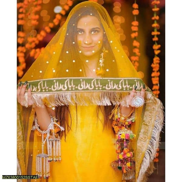 stitched net embroidered nikkah dupatta 1