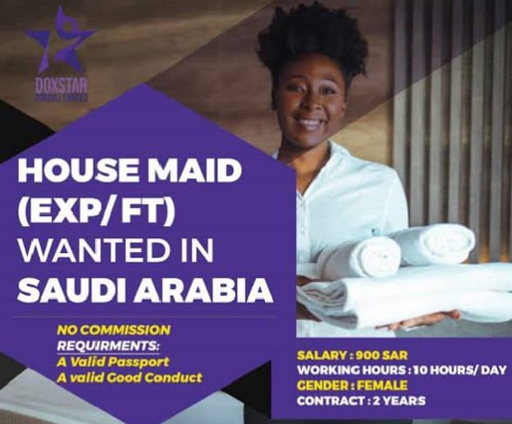 LADIES HOUSE MAID FOR SAUDIA ARABIA 0