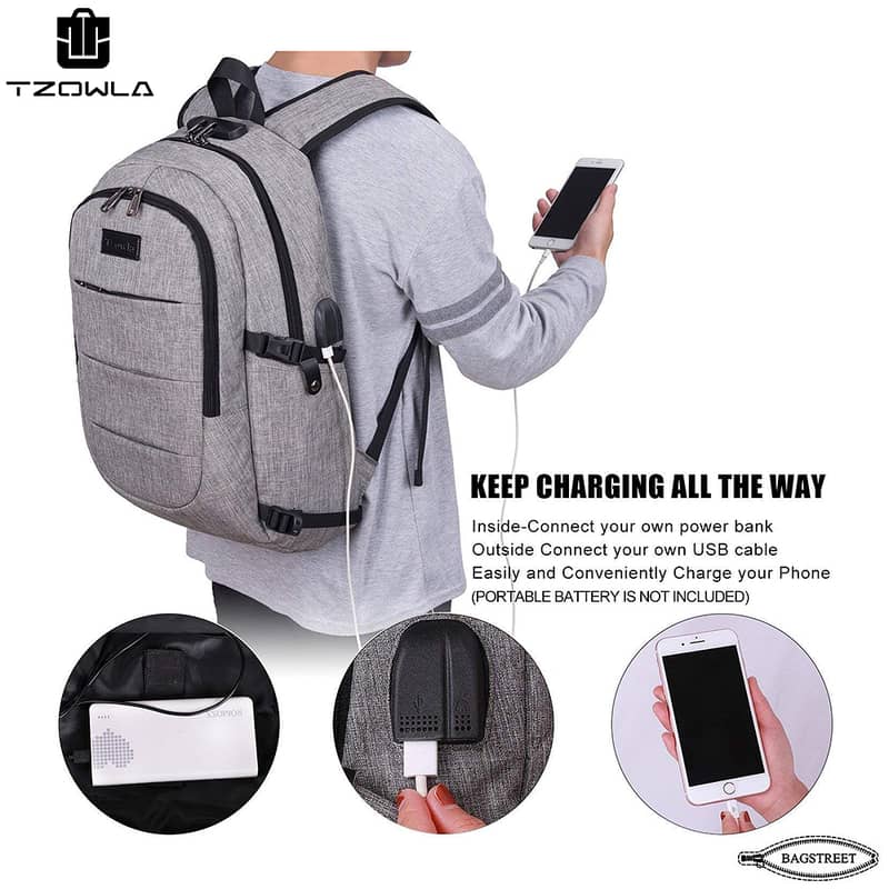 Tzowla 15.6" Laptop Backpack Water Resistant With Lock Travel Bag 3