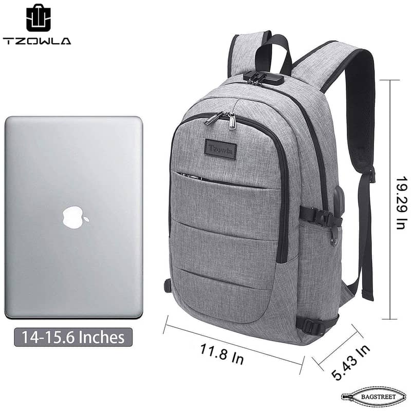 Tzowla 15.6" Laptop Backpack Water Resistant With Lock Travel Bag 7