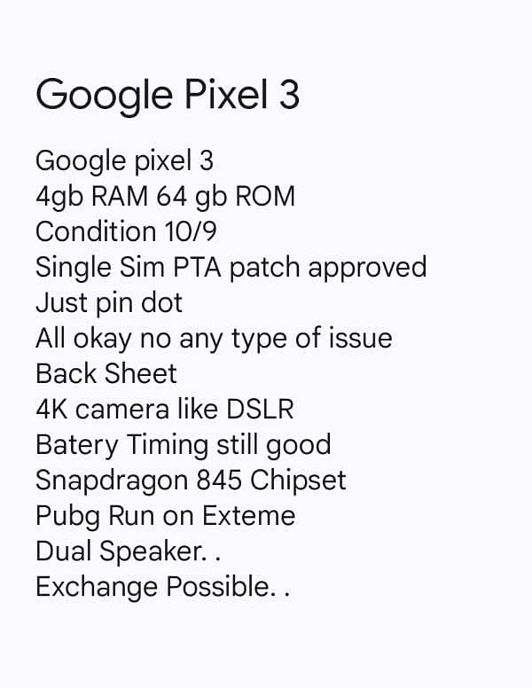 Google Pixel 3 4/64 pta Aproved Exchange Possible 8