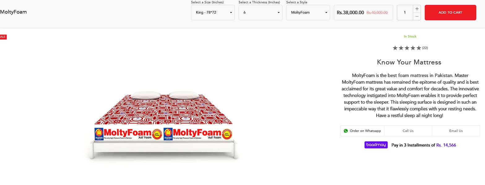 Master Molty Foam Mattress - King Size 2