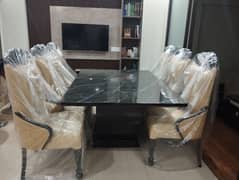 Dining Table (Marble top) with 6 Chairs - New(unused)