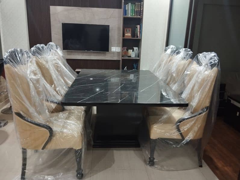 Dining Table (Marble top) with 6 Chairs - New(unused) 0