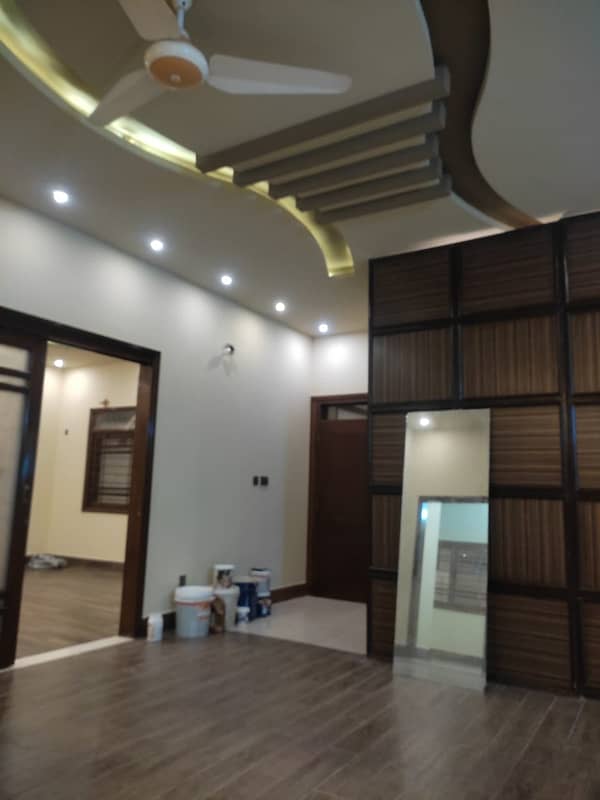 three bed dd first floor portion with roof for rent in johar 7