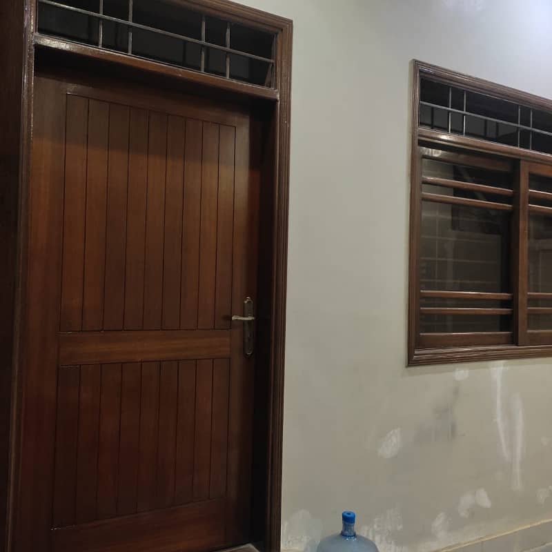 three bed dd first floor portion with roof for rent in johar 17