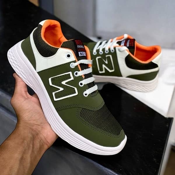 Men’s Casual Green sneakers-Comfortable synthetic leather footwear 0