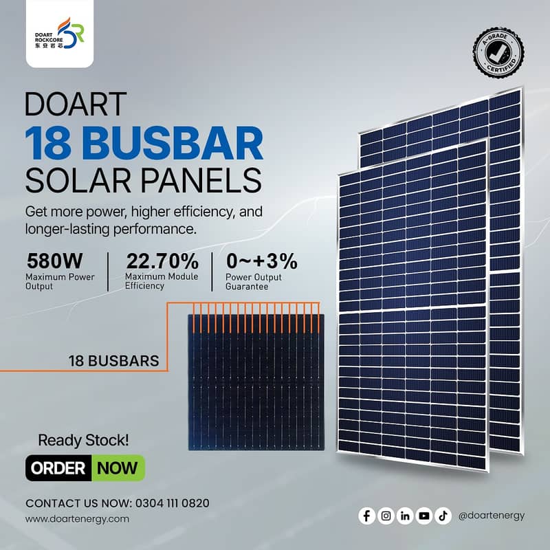 Doart N-type 580W 18BB Bifacial Solar Panels - TOPCon Technology 0