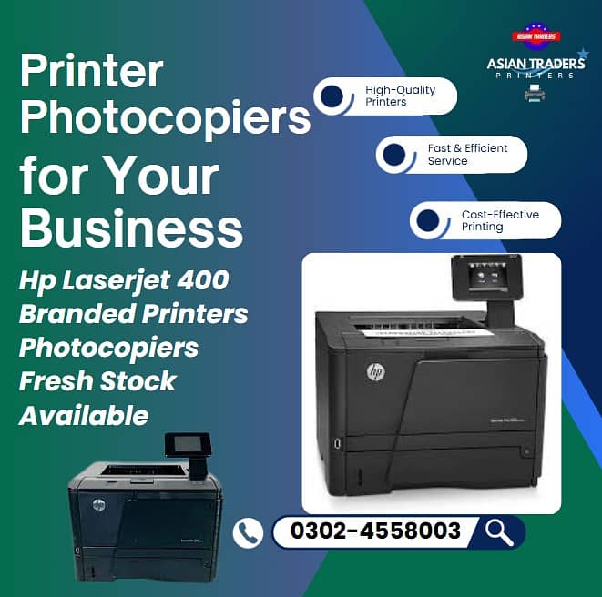 Hp Laser jet 400 Branded Printers/Photocopiers Fresh Stock Available 0