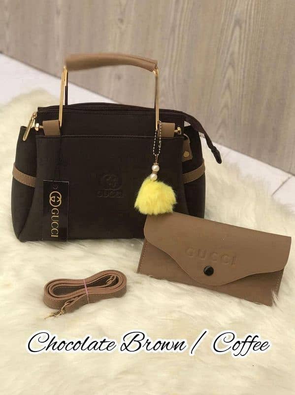 Chic Women s faux Leather Hand Bag 2 pes 6