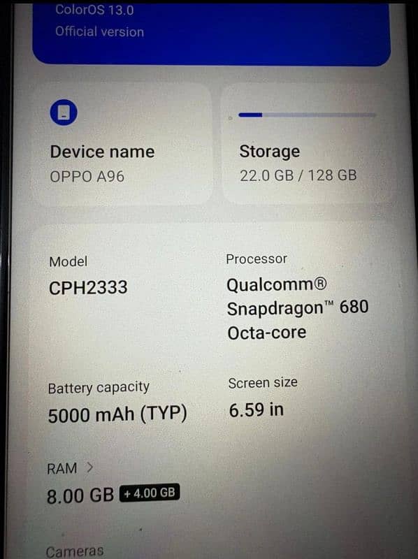 Am selling Oppo A96 8+4 Gb Ram 128 GB memory 4