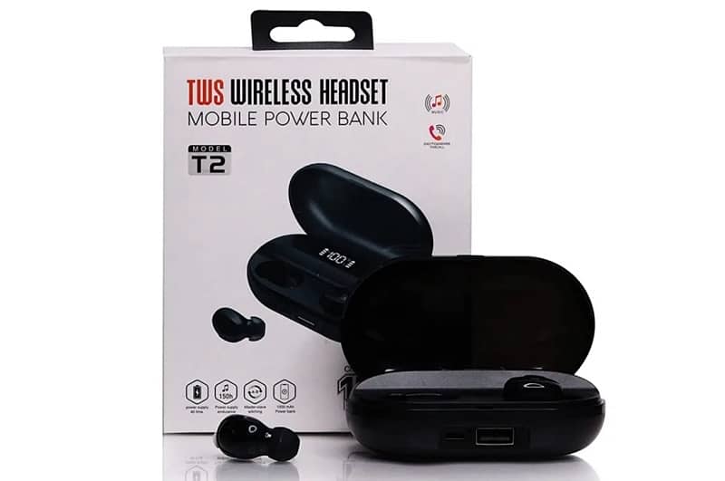 T2 tws headset with 1500 mAh power bank 1