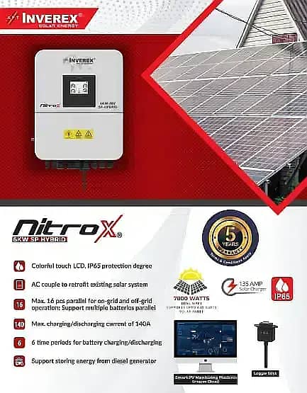 New INVEREX NITROX - 8KW - 6KW - 12kw - Hybrid Solar Inverter System 1