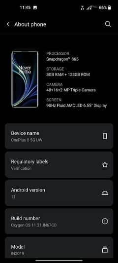 OnePlus 8 5G 8GB 128GB Non PTA