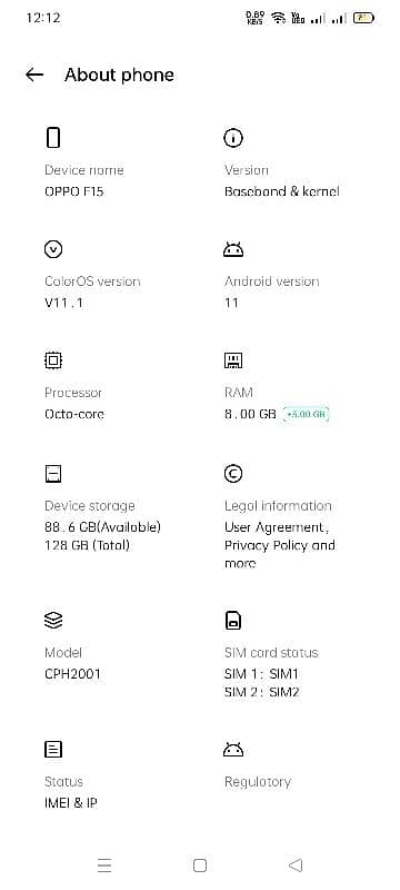 oppo F15 8+5gb Ram 128gb Rom 9