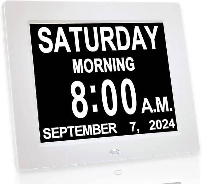 Digital Calendar Alarm Day Clock - with 8" Large Screen Display, am pm 0