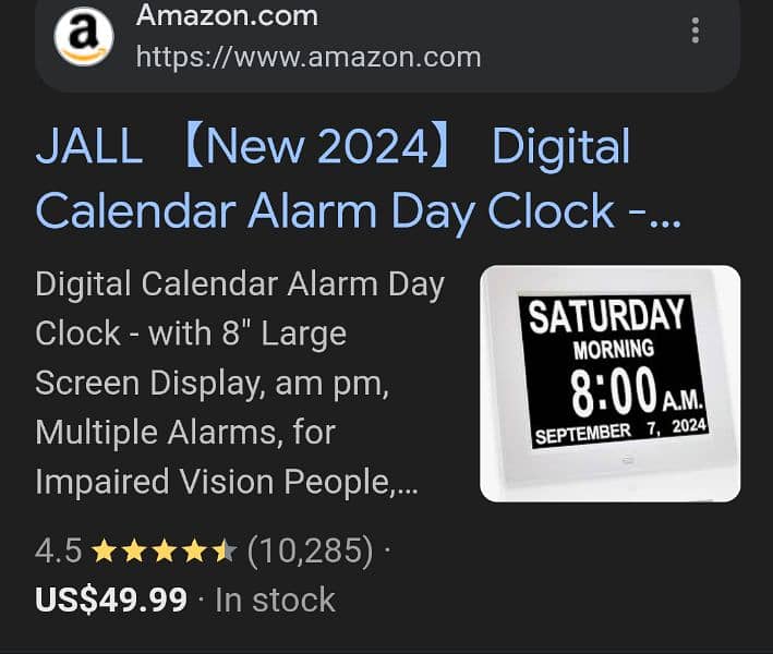 Digital Calendar Alarm Day Clock - with 8" Large Screen Display, am pm 2