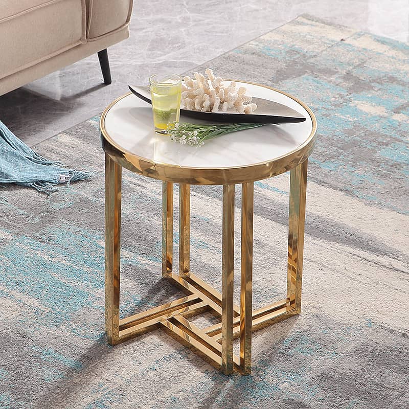 Modern Stainless Steal X Model Base Side table with PVD Coating 0