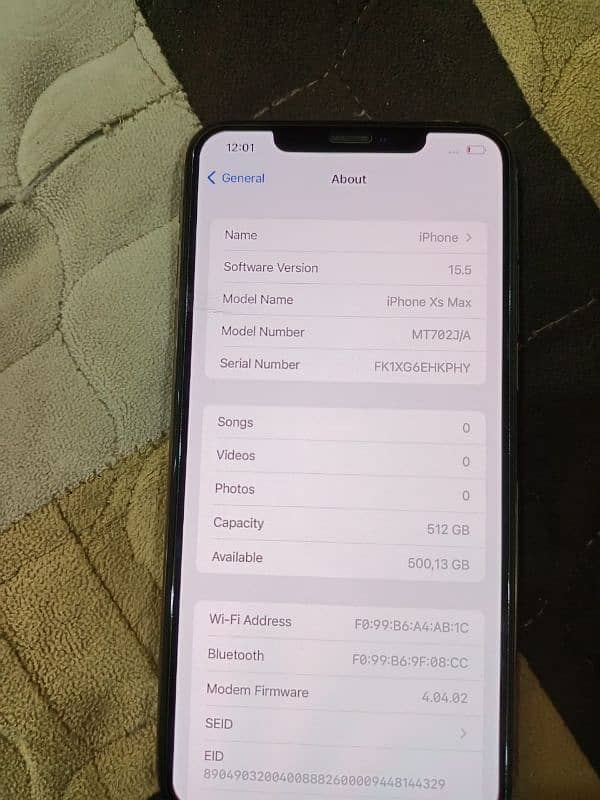 Xs Max iPhone 512/GB-85/health battery complete Box for sale 0