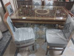 9 mm glass dining table with 6 chairs