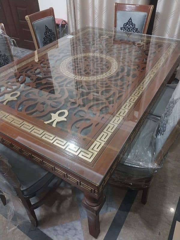 9 mm glass dining table with 6 chairs 2