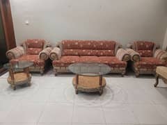 7 seater sofa set along with three chairs