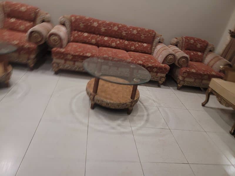 7 seater sofa set along with three chairs 2