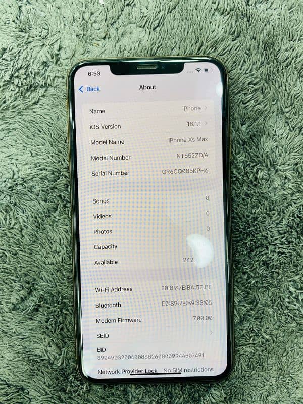 iphone xs max PTA approved 256 GB 88 battery health 5