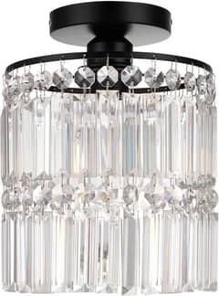 uk frideko lights Modern Crystal Ceiling Lamp Black Ceiling Light